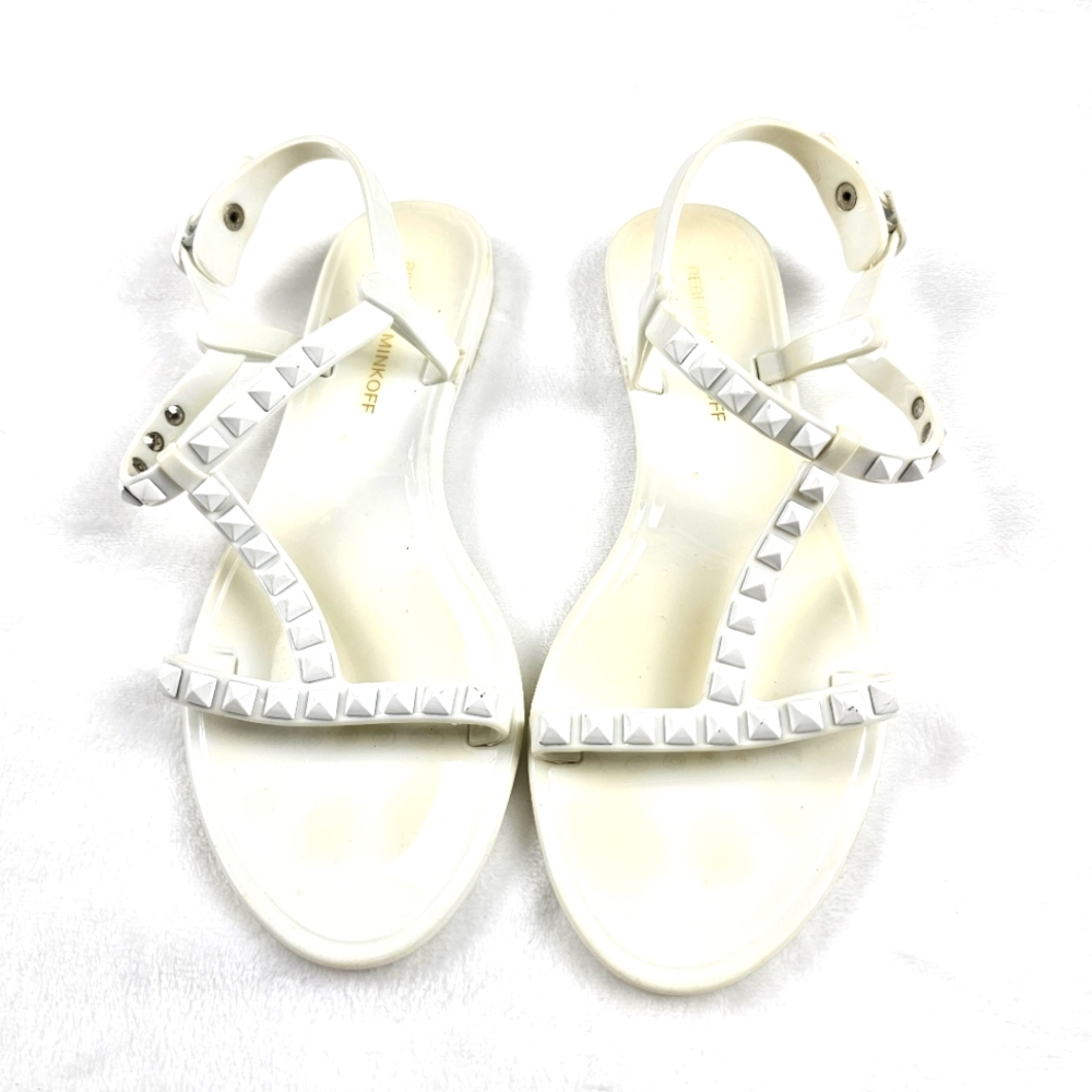 Rebecca Minkoff white Sava Studded Jelly T-Strap Sandals Size 36